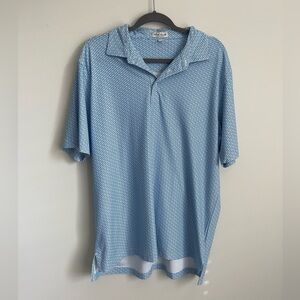 Peter Millar Summer Comfort Blue Patterned Polo Shirt - Large